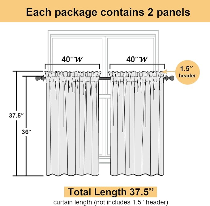 Lecloud 36 Inch White Sheer Curtains Tiers 2 PCS - Image 4