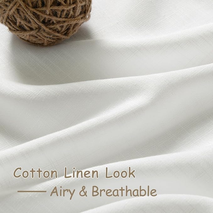 Nanspring Solid Off White Curtains 96 Inches Long 2 Panels Back Tab Sheer Linen - Image 5