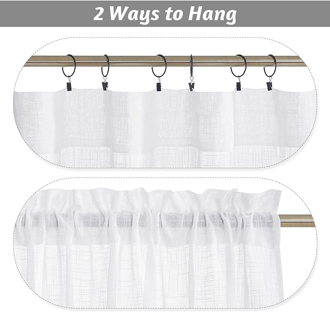 RYB HOME Kitchen Curtains 36 Inch Length, Light Filtering Ties Half Drapes - Image 5