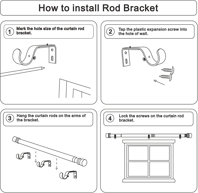 Byondeth Curtain Rods for Windows 16 to 170 Inches Adjustable Length 1 Inch - Image 7
