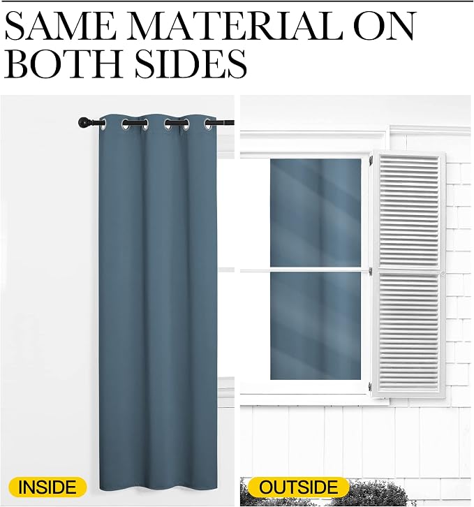NICETOWN Smoky Blue Blackout Curtains 120 inches Length - Image 5