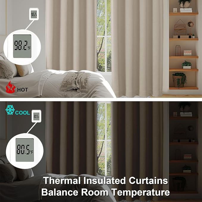 Simplebrand Ava Biscotti Beige Short Blackout Curtains - Image 5