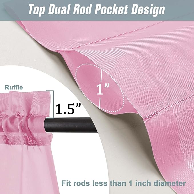 Light Pink Window Sheer Curtains 54 inch Length, Soft Airy Light Filtering - Image 3