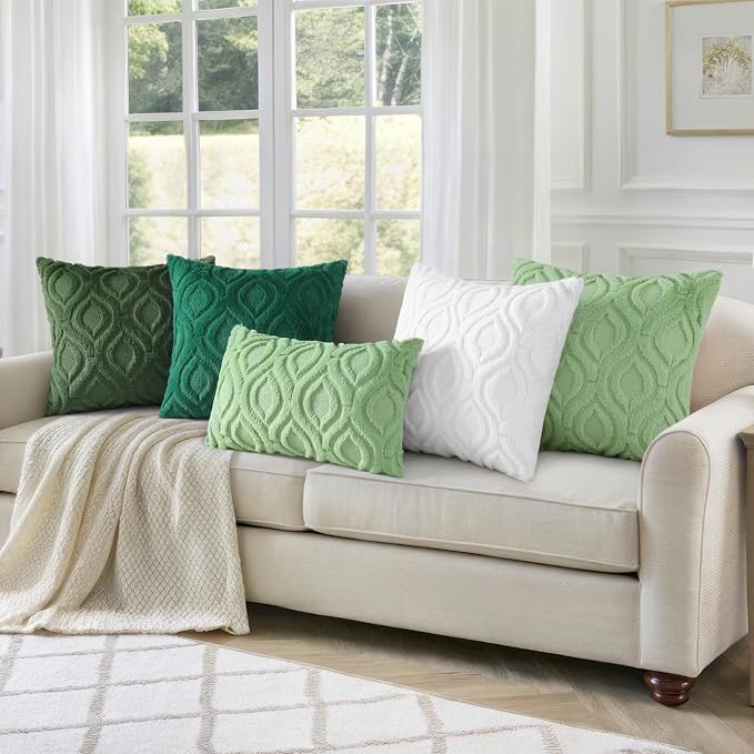 decorUhome Throw Pillow Covers 20x20 Inch Set of 2, Soft Plush Faux Wool White - Image 8