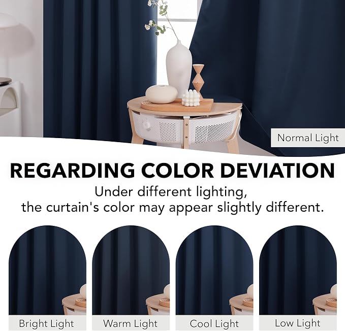 Deconovo Solid Back Tab and Rod Pocket Curtains Blackout Curtains Thermal - Image 6