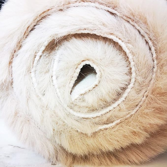 Ghouse Faux Rabbit Fur Round Rug 4ft Light Brown Beige Round Rugs - Image 5