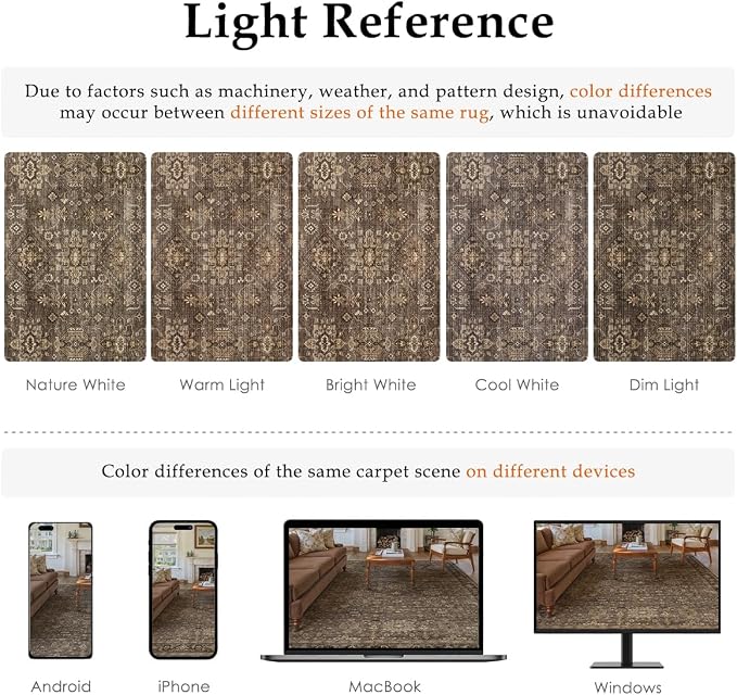2'6x8 Washable Runner Rug for Hallway Kitchen Vintage Brown Non Slip Low Pile - Image 8