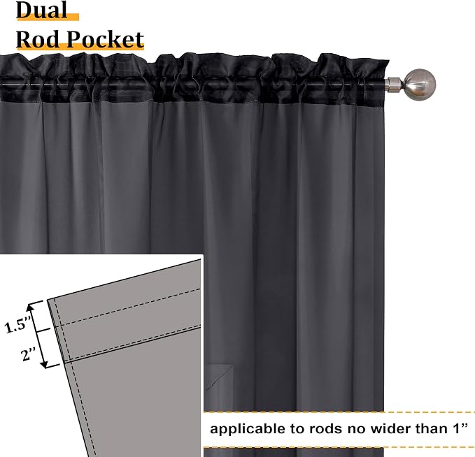 Aiyufeng Black Sheer Curtains 90" Long - Image 4