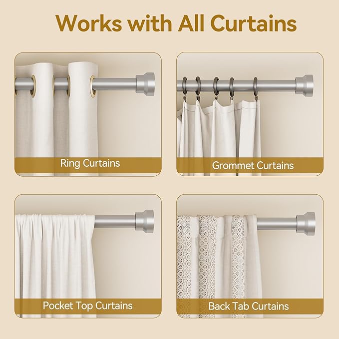 YaFex Curtain Rods 2 Pack 32-118 Inch, Heavy Duty 1 Inch Curtain Rod, Modern - Image 5