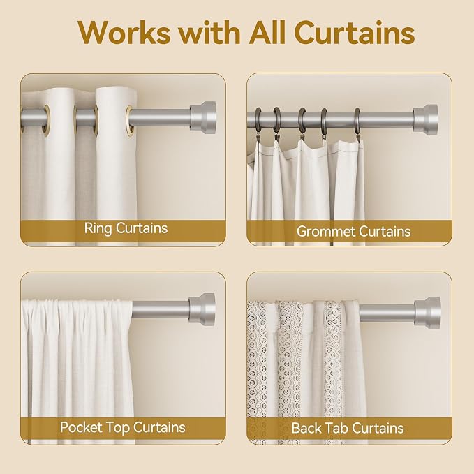 YaFex Curtain Rods 32-58 Inch, Heavy Duty 1 Inch Adjustable Curtain Rod - Image 5