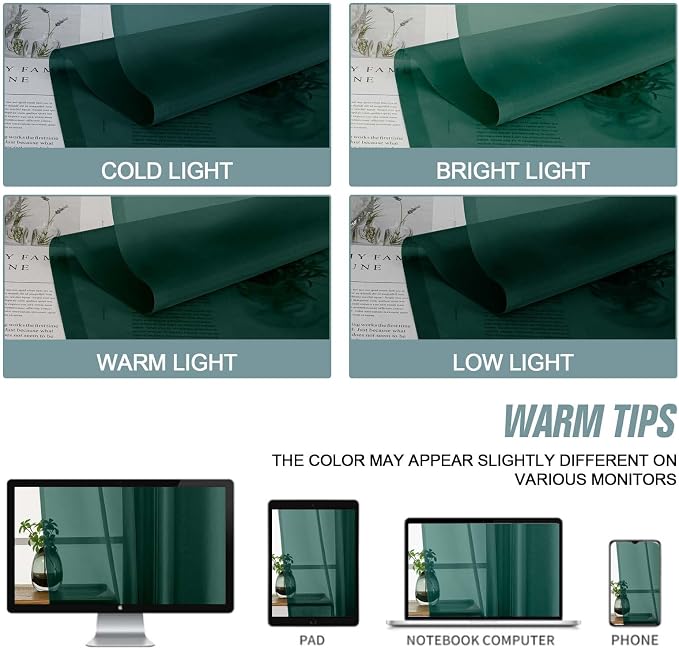 Green Window Sheer Curtains 54 inch Length, Soft Airy Light Filtering Sheer - Image 6