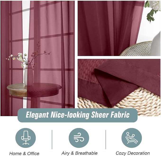 Extra Wide Sheer Curtains 120 Inches Long, Extra Long Light Filtering Modern - Image 4
