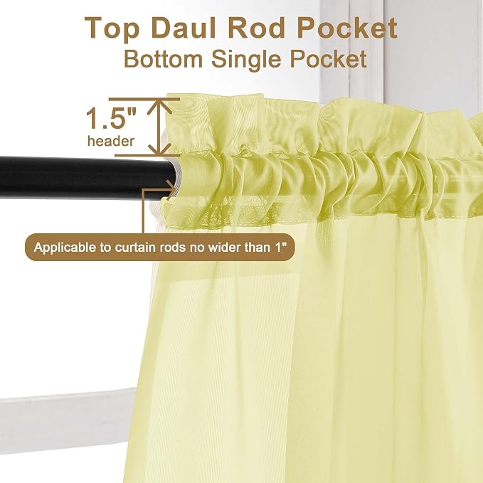 Chyhomenyc Lemon Sheer Curtains 84 Inches Long 2 Panels Set, Light Filtering - Image 5