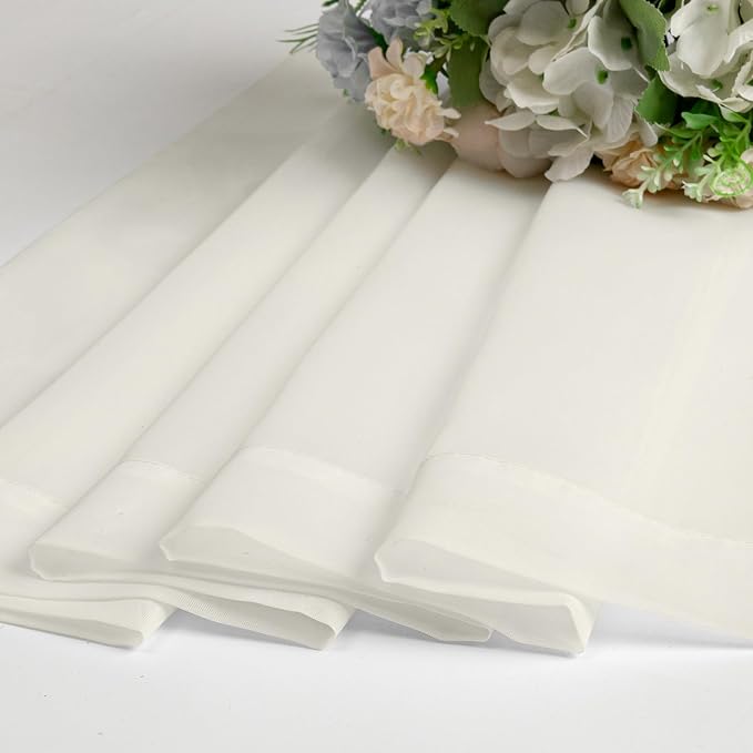 Lecloud Ivory Sheer Curtains 45 Inch Length 2 Panels, Short Voile Drapes - Image 7