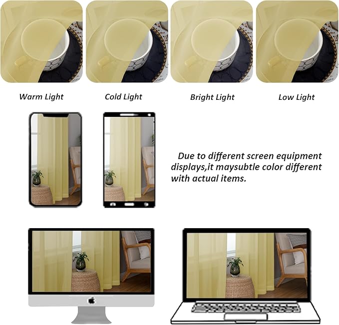 Chyhomenyc Mustard Yellow Sheer Valances - Image 5