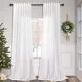 Pitalk White Linen Curtains 90 Inches Long by Pitalk