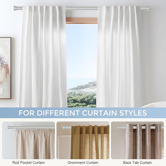 VOIIY 2 Pack Curtain Rods for Windows 28 to 48 Inch, Modern Adjustable Heavy - Image 6