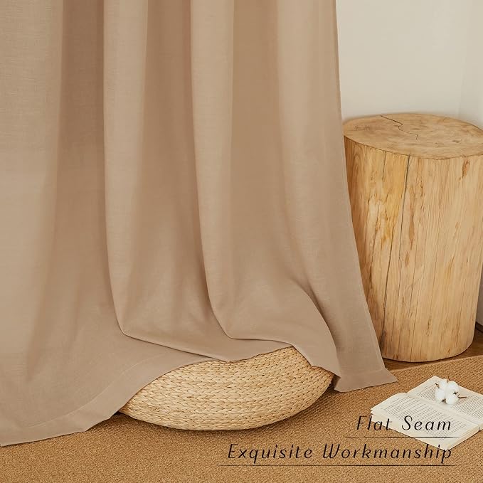 NICETOWN Camel Linen Kitchen Curtains 36 inch Length, Decorative Thick Flax - Image 7