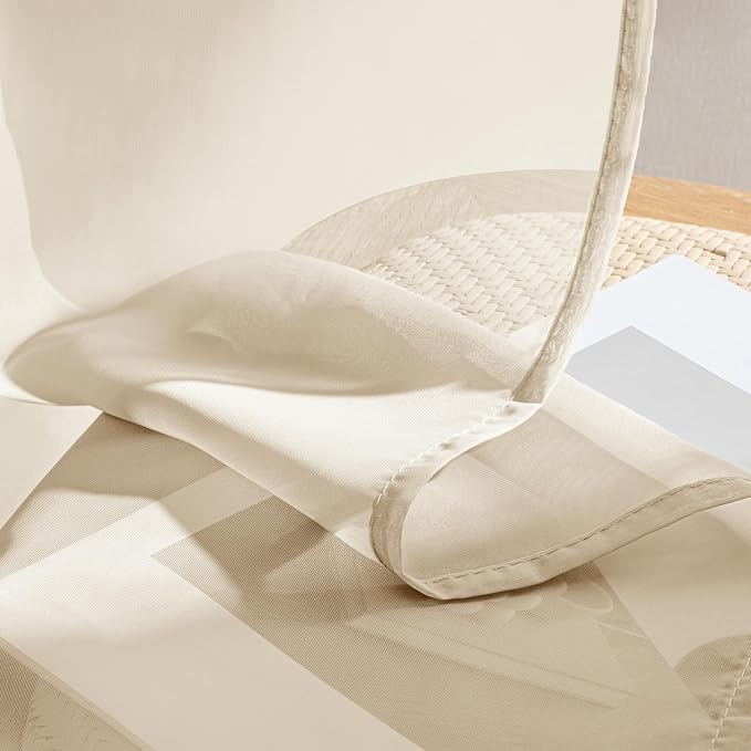 MIULEE Butter Cream Sheer Curtains 84 Inches Long, 4 Panels Set, Rod Pocket - Image 7