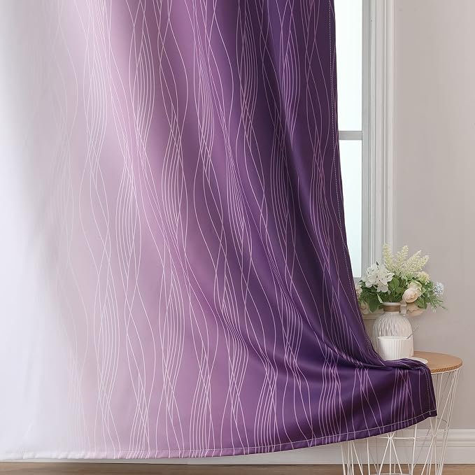 Estelar Textiler Purple and Greyish White Blackout Curtains 72 Inch Length 2 - Image 6
