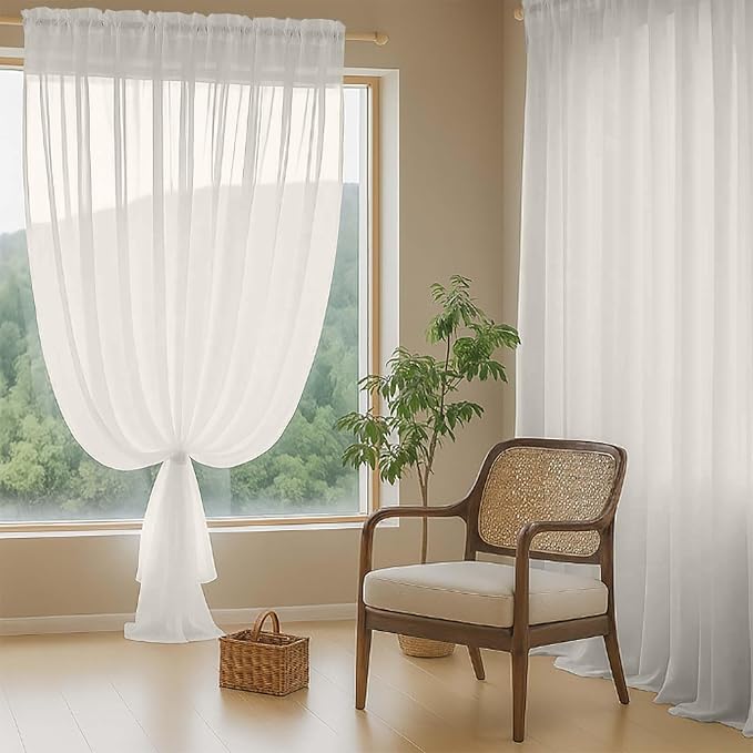 Extra Wide Ivory Sheer Curtains - Image 8