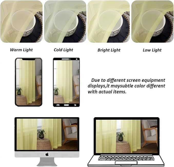 Chyhomenyc Sheer Tier Curtains 24 Inch Length - Image 4