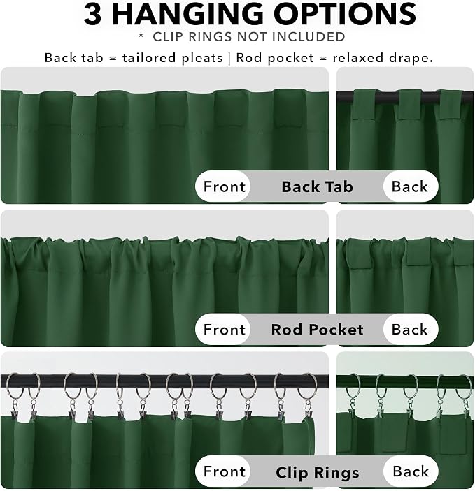 Deconovo Blackout Curtains, Thermal Insulated, W52 x L95 2 Panels, Back Tab - Image 2