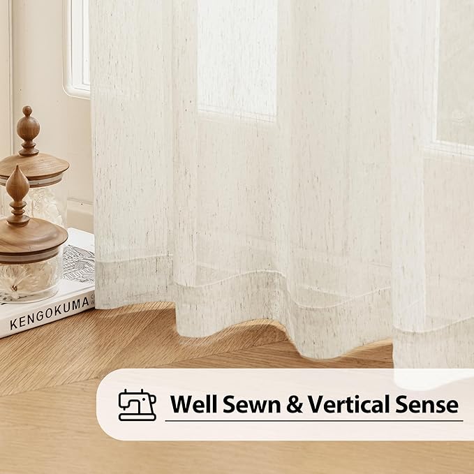 FMFUNCTEX Linen Sheer Sliding Door Curtains - Image 5