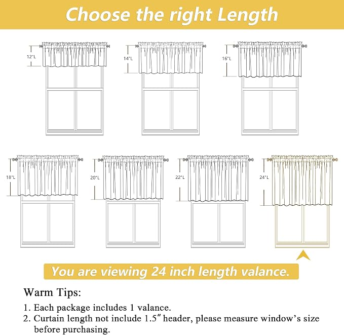 OWENIE Natural Valances for Windows 1 Pcs 24 Inch Length, Light Filtering - Image 3