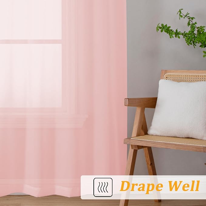 Gwine Blush Pink Valances for Windows, Small Light Filtering Rod Pocket Cafe - Image 7