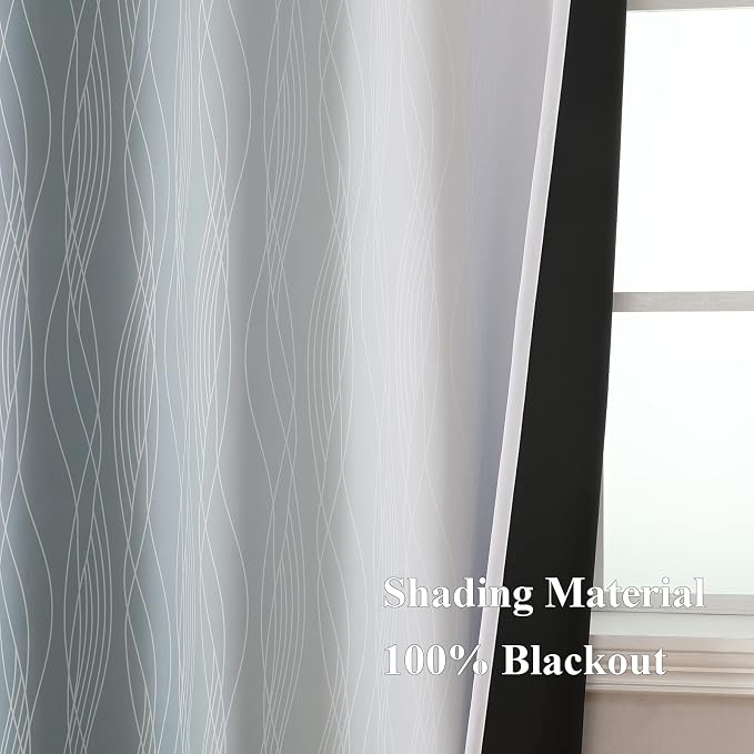 Estelar Textiler Stone Blue and Greyish White Ombre Blackout Curtains 45 Inch - Image 5