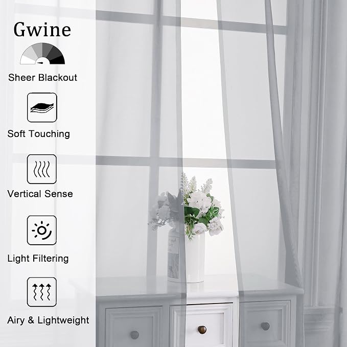 Gwine Light Grey Valances for Windows, Small Light Filtering Rod Pocket Cafe - Image 3