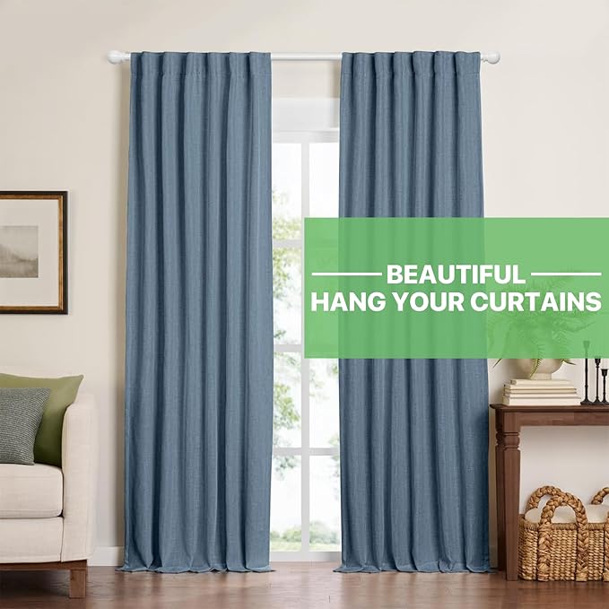 White Curtain Rods for Windows 28 to 48 inch, Adjustable Curtain Rod Set - Image 2