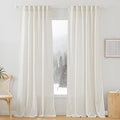 RYB HOME Linen Texture Sheer Curtains 84 inches, Rustic Style Solid Semi Sheer by RYBHOME
