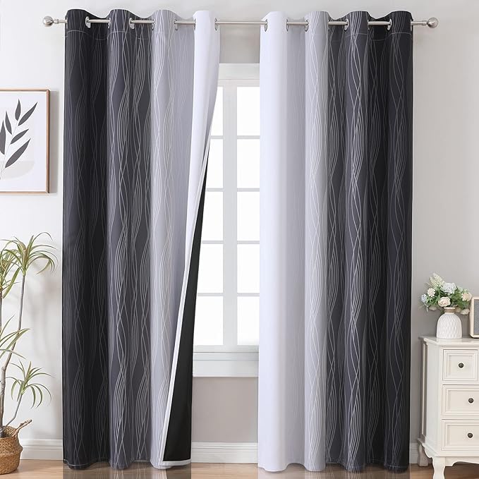 Estelar Textiler Ombre Blackout Curtains 102 Inches Long 2 Panels Set, Full by ESTELARTEXTILER