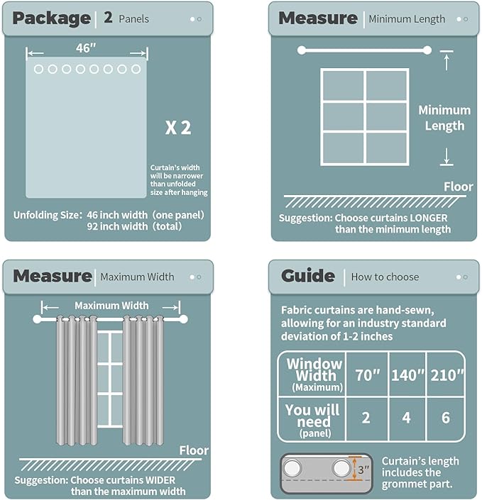 BGment Blackout Curtains 54 Inch Length 2 Panels Set, Dark Grey Room Darkening - Image 6