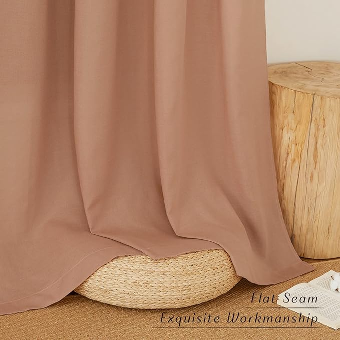 NICETOWN Terracotta Linen Doorway Curtains 80 inches Long, Grommet Thick Linen - Image 2