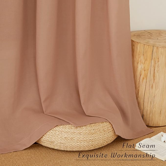 NICETOWN Thick Linen Blend Curtains Flax Textured - Image 2