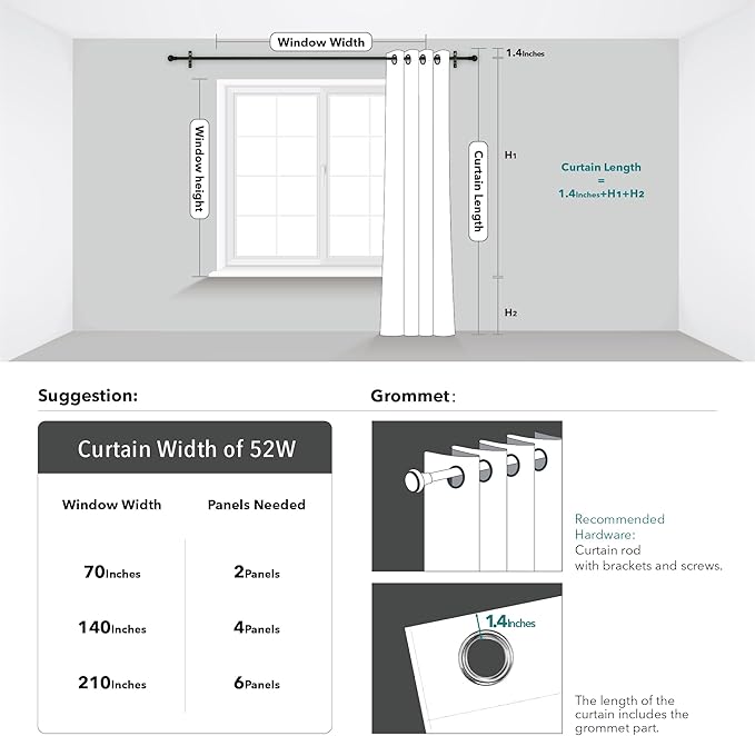 Deconovo Blackout Curtains, Thermal Insulaed Soundproof Drapes, Wave Dots - Image 5