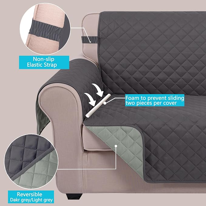 U-NICE HOME Recliner Chair Covers Reversible Quilted Water Repellent Pet - Image 3