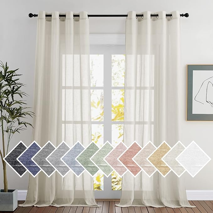 NICETOWN polyester Curtains for Windows 96 inch Length, Grommet Semi Sheer by NICETOWN