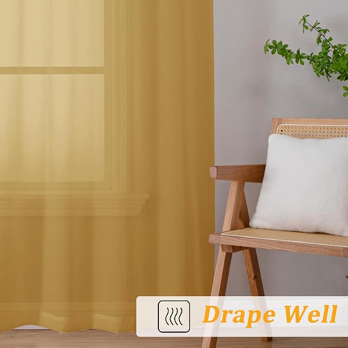 Gwine Gold Valances for Windows, Small Light Filtering Rod Pocket Cafe Valance - Image 7