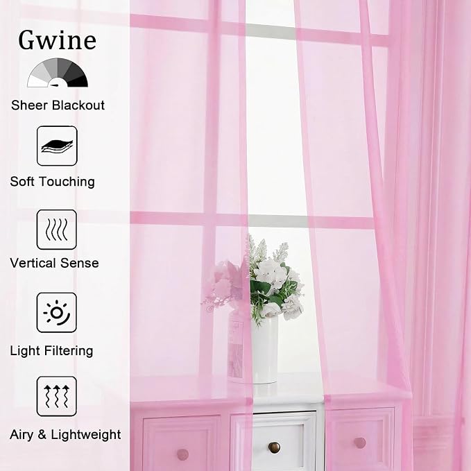 Gwine Sheer Curtains for Living Room 45 inch Length - Image 4