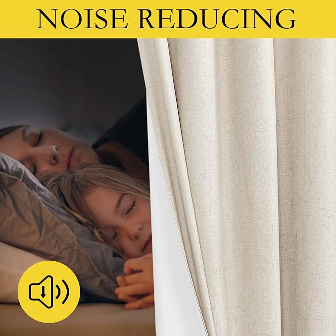 NICETOWN 100% Blackout Linen Texture Curtains 80" Long, Thermal Insulated Full - Image 4