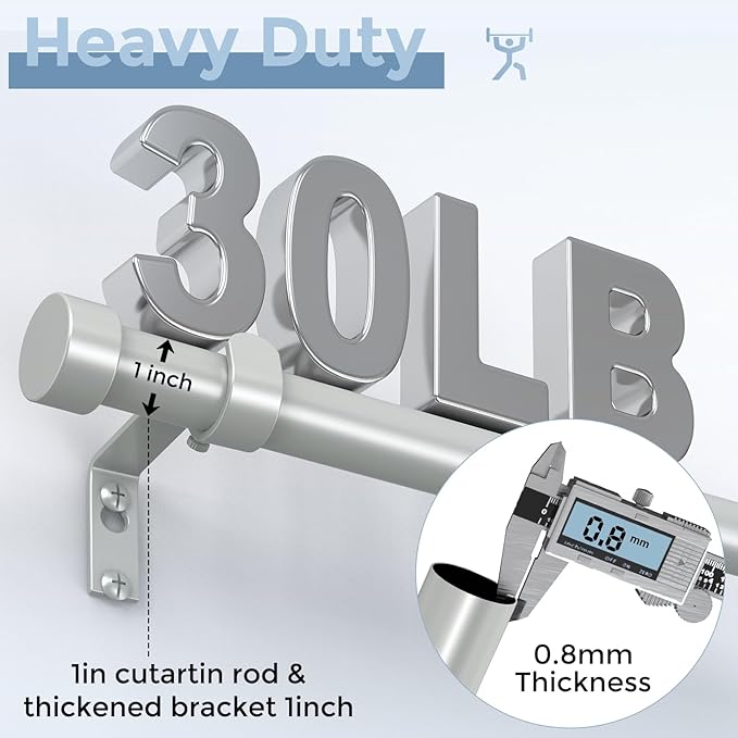 Silver Curtain Rods for Windows 36 to 240 Inch, Size:36-240 Inch - Image 3