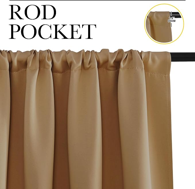 NICETOWN Blackout Curtains for Bedroom, 1 Pair, 62 by 63-inch, Window Treatment - Image 2