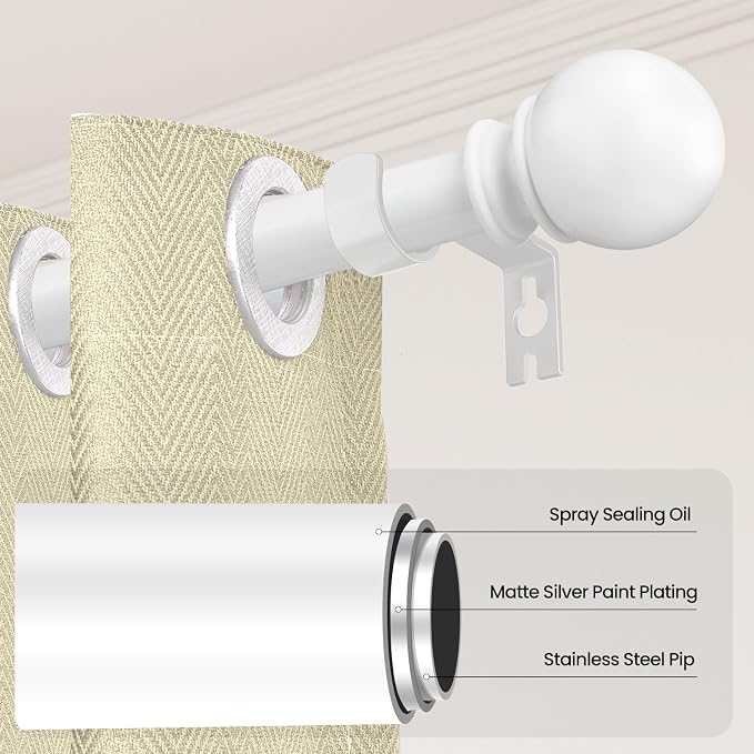 White Curtain Rods for Windows 66 to 120” - Image 2