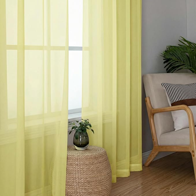 OWENIE Sheer Curtains 90 inches Long 2 Panels Set - Image 8