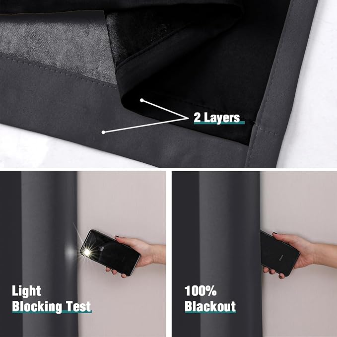 ChrisDowa 100% Blackout Curtains 108 inch Long - Image 4