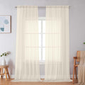 Simplebrand Cream Sheer Curtains 96 Inches Long, Light Filtering Rod Pocket by Simplebrand